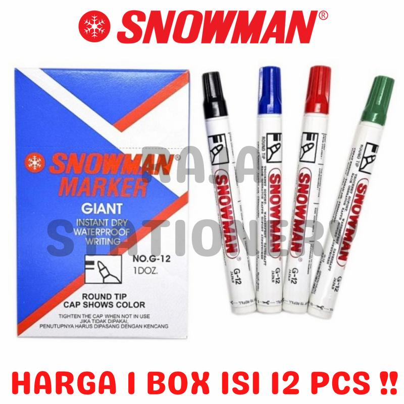 SNOWMAN OPM MARKER INSTANT DRY WATERPROOF WRITING BLACK 1 BOX 12 PCS
